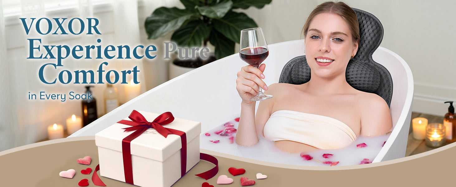 Bath Pillows for Tub, Comfortable Bathtub Cushion for Head and Neck with Soft 3D Mesh Fabric and 54 Non-Slip Suction Cups