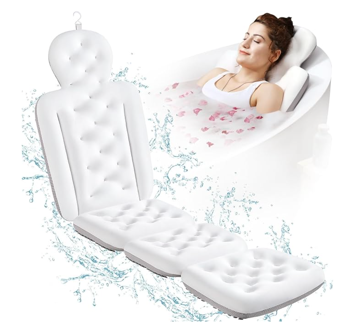 VOXOR Full Body Bath Pillow for Bathtub, Thick Bathtub Cushion, Luxury Tub Pillow for Bath for Headrest Neck and Back Support